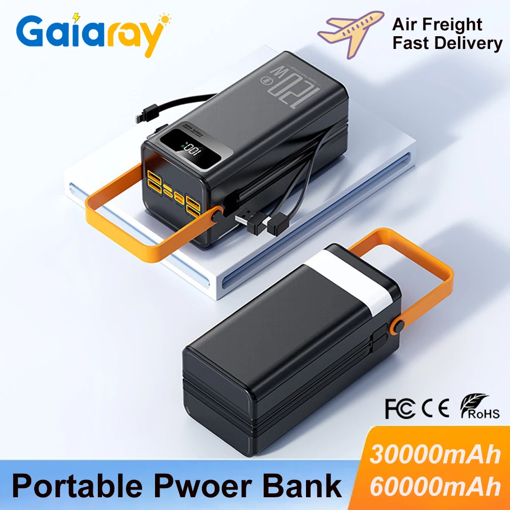 

Gaiaray 30000 мАч 60000 мАч портативный внешний аккумулятор 120 Вт быстрая зарядка аварийный внешний аккумулятор цифровой дисплей для кемпинга ноутбук телефон