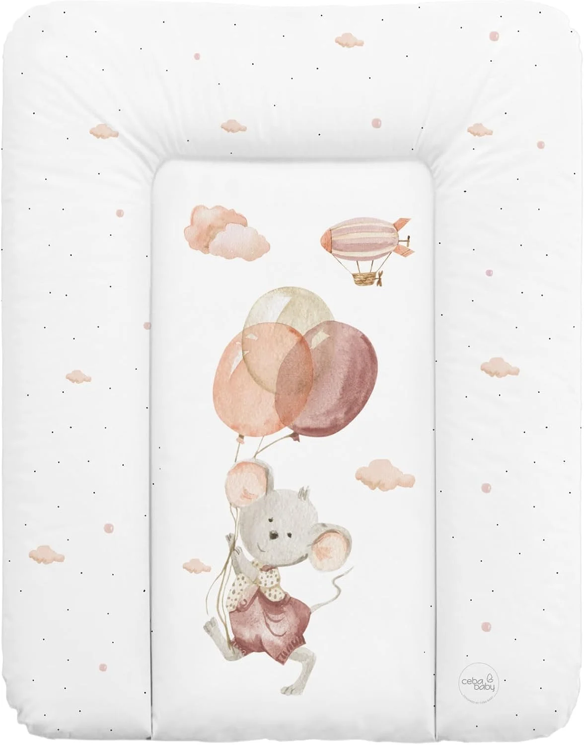 Ceba Baby Fasciatoio Materassino 75x70 cm - Cuscino Morbido e Impermeabile per Cambio Pannolino Neonati e Bambini - Fantasia Topo