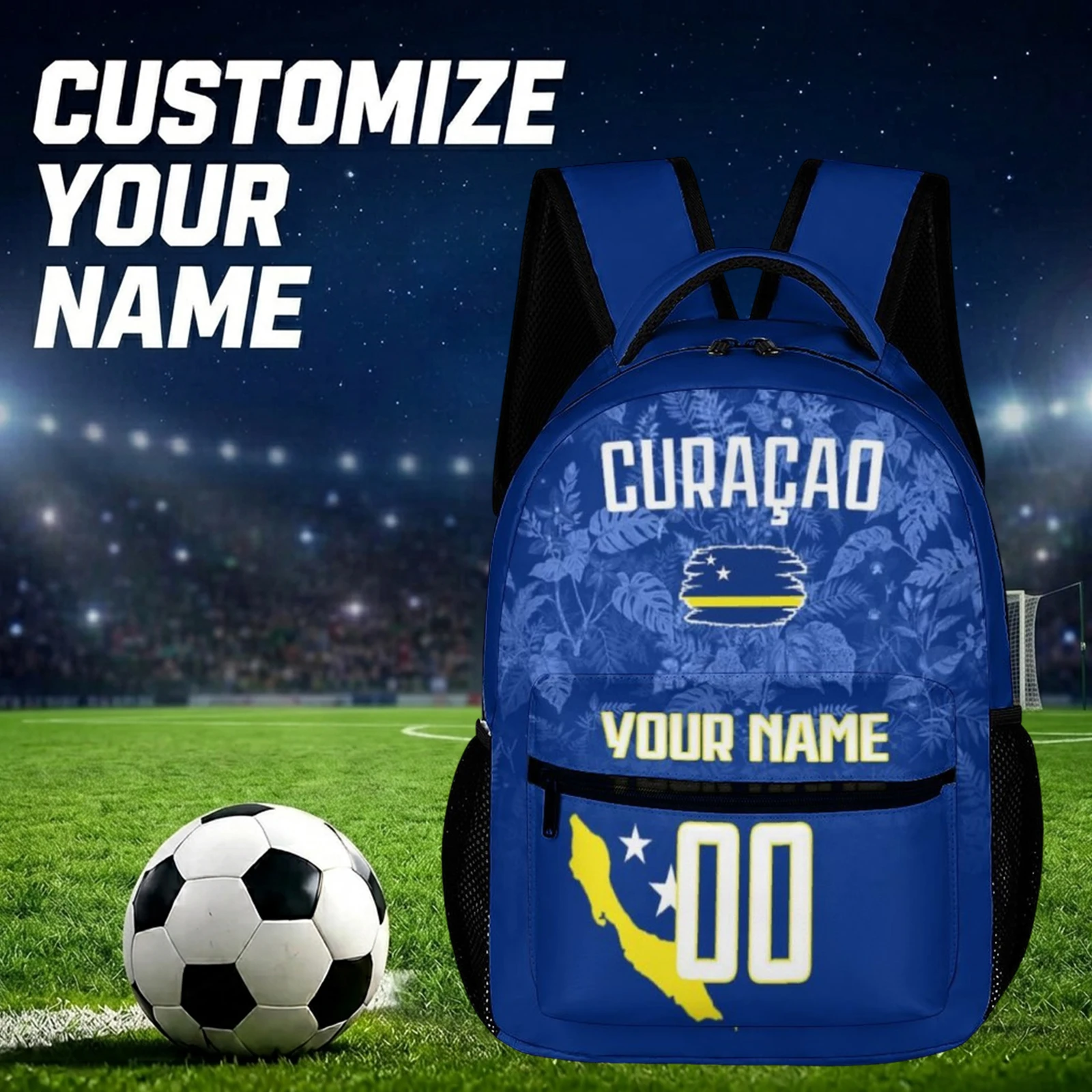 Custom Curacao Backpack Personalized Name Number Soccer National Team Kids School Bag Football Fan Bookbag Back to School Gift
