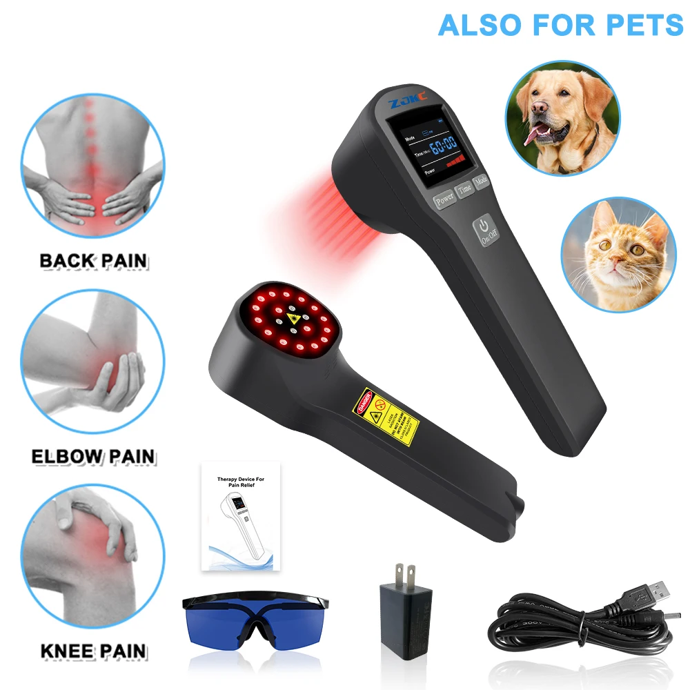 ZJKC 880mW 650nmx16+808nmx4 Class 3b Laser Infrared Red Light Therapy Cold Laser LLLT Device for Pain Relief Wound Healing view 3