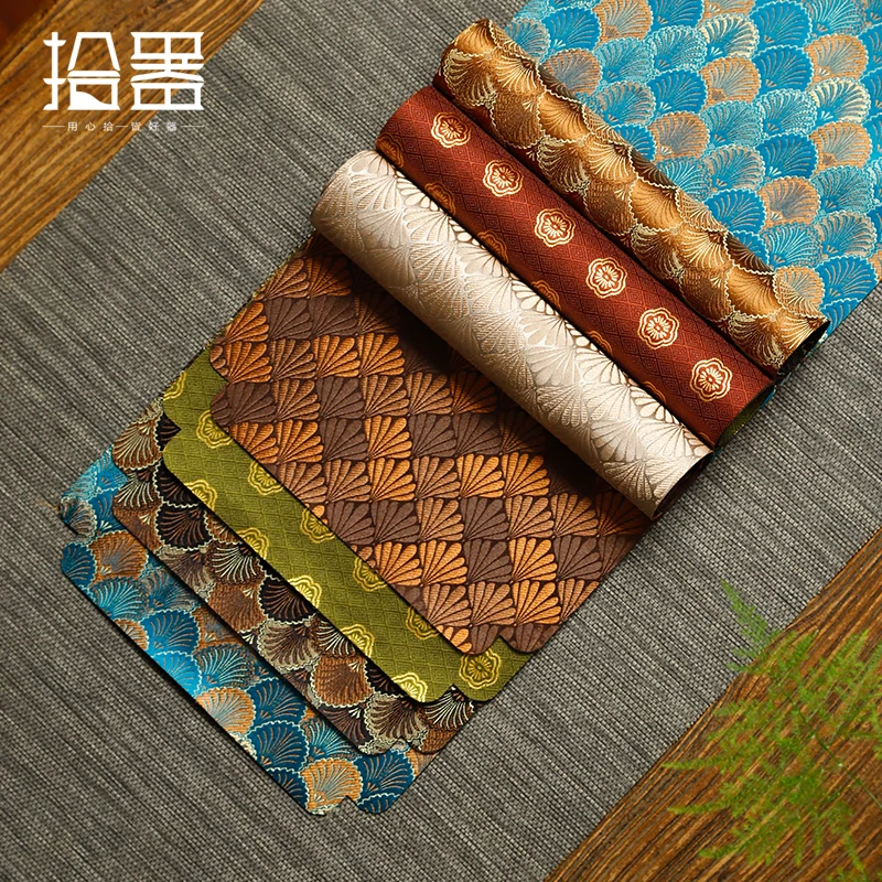 New Chinese brocade tea mat waterproof dry bubble mat hand woven table flag Zen tea mat cloth thermal insulation mat tea tray ma