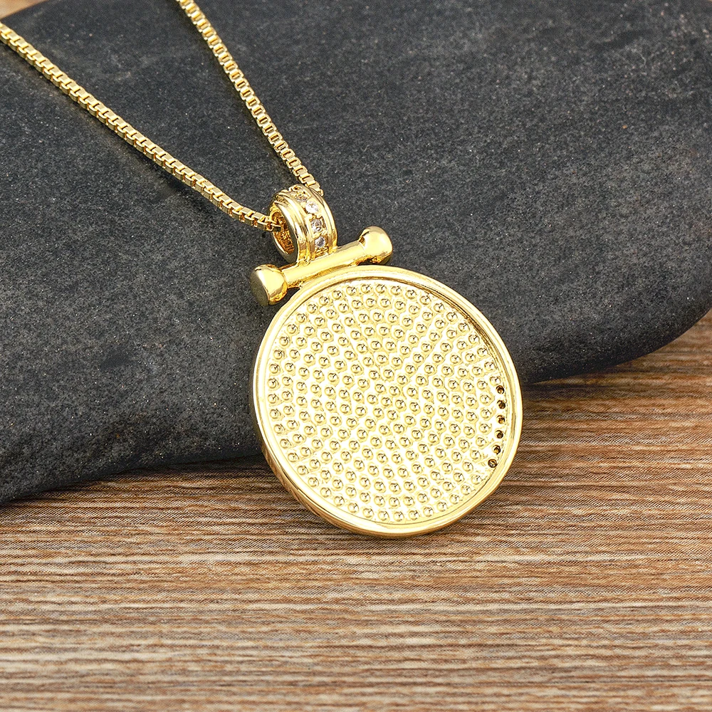 AIBEF Roman Figure Relief Coin Pendant Women Copper Gold Color Necklace Jewelry Accessories Vintage Exquisite Gift Sweater Chain image 2