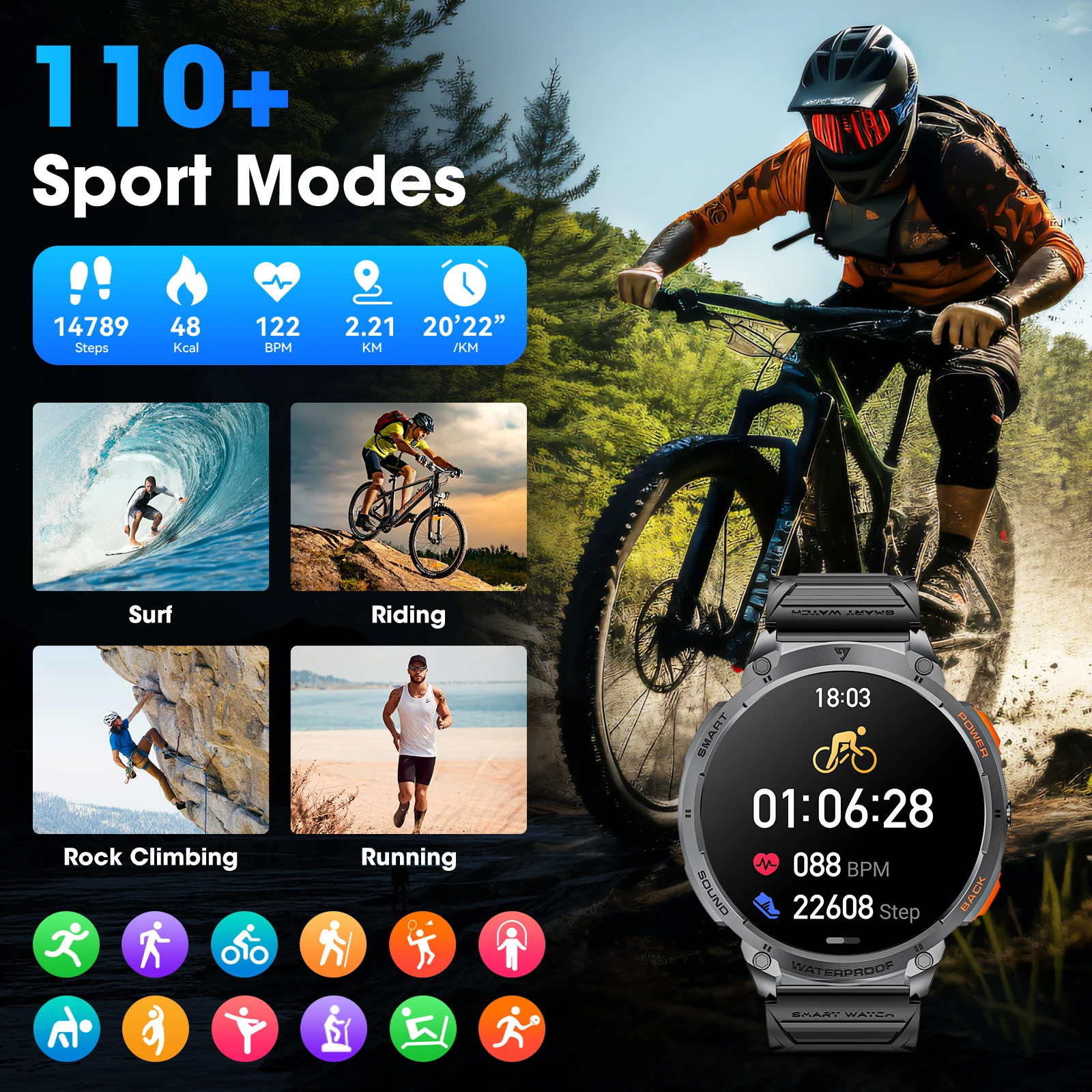 Karchilor orologi intelligenti da uomo 2024 Smartwatch da donna Bluetooth Call 1.85 Schermo ad alta definizione Fitness Sport Impermeabile