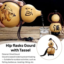 Natural Gourd Bottles with Lids Durable Gourd Shape Water Bottle Large Capacity for Camping Barbecue Fishing Hiking
