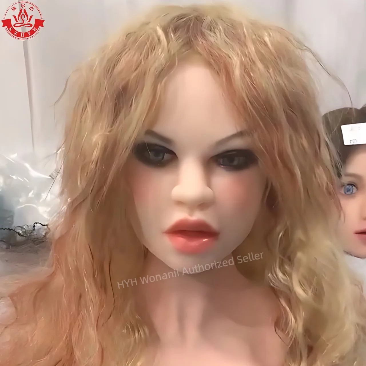 Wonenie Food Grade TPE Big Head HYH-THB-KX-0013، واجهة M16، ممارسة مكياج مفتوحة الفم، تصميم تصفيفة الشعر، عرض المجوهرات