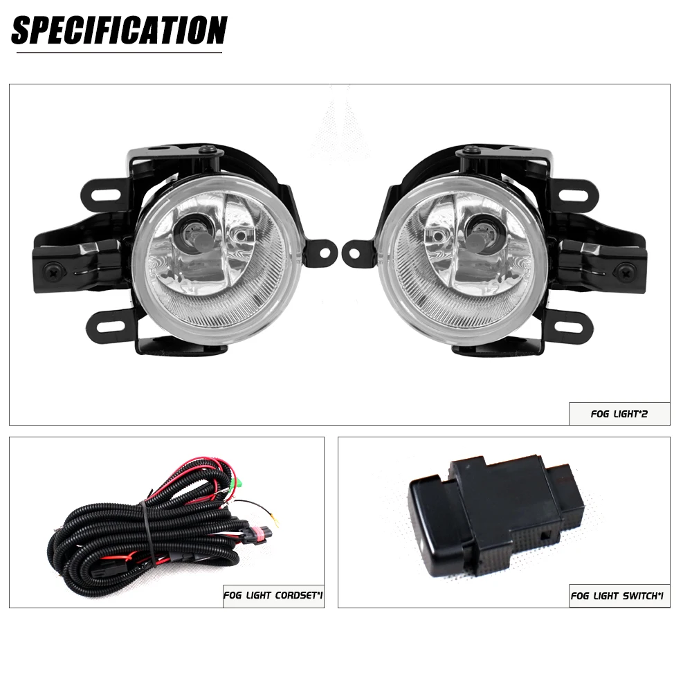 Front Bumper Fog Lamp Upgrade Kit FOR Mitsubishi Pajero 2004 2005 2006 Version Additional Foglight Set Switch + Wiring