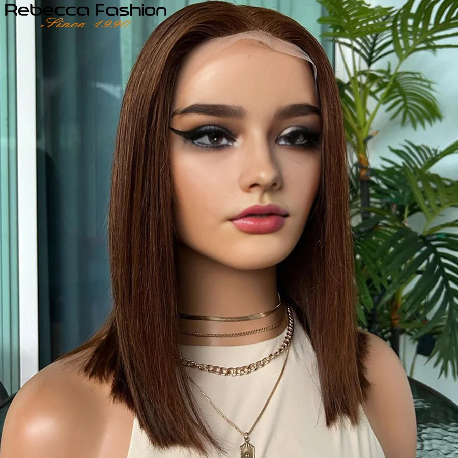 13x5 Chocolate Brown Straight Lace Front Wig 180% Hd Transparent Lace Frontal Wig Pre Plucked Colored Human Hair Wigs For Women