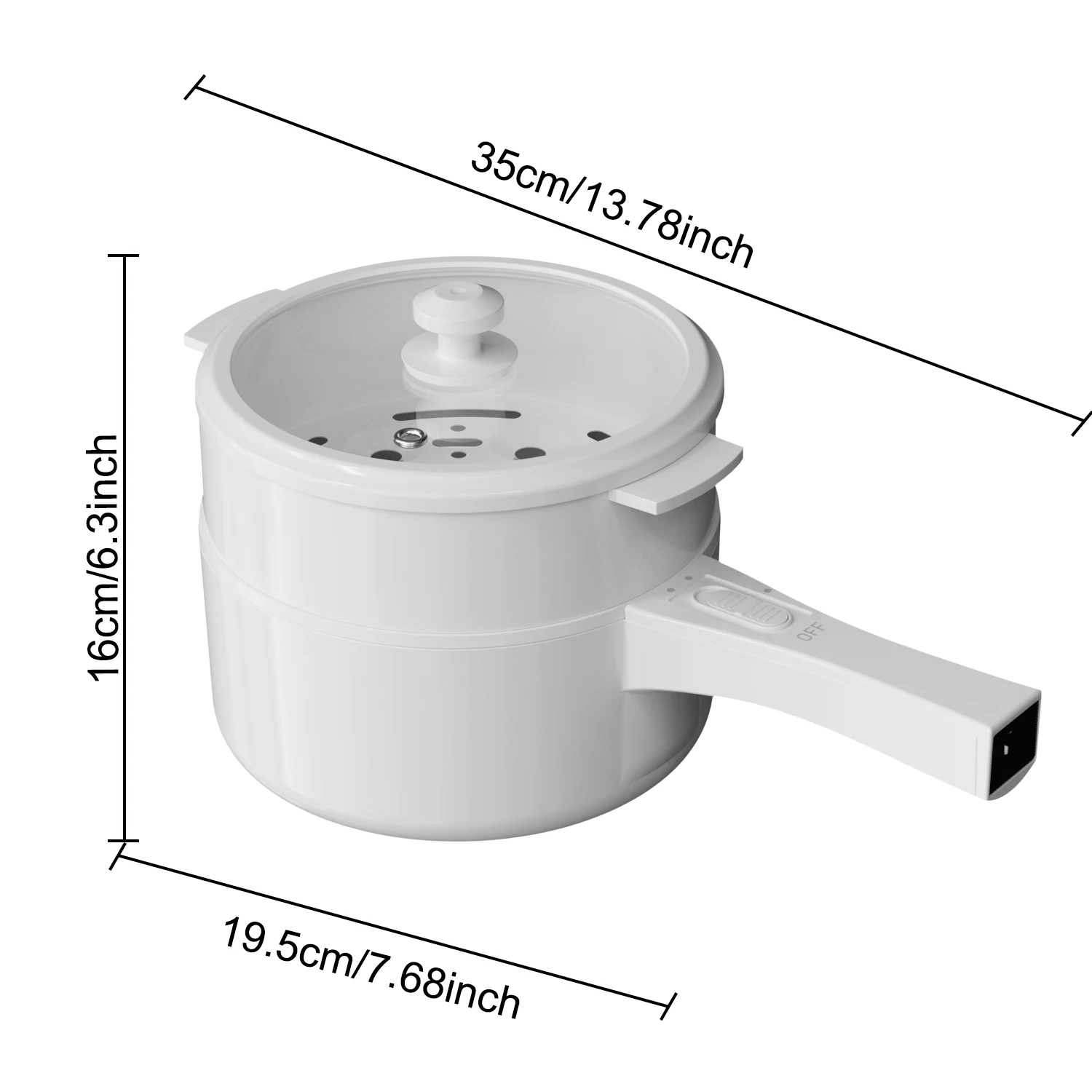 Hot Pot Electric with Steamer, Non-Stick Fryer Pan, Rapid Noodles Electric Pot for Steak, Soup with Power Adjustment