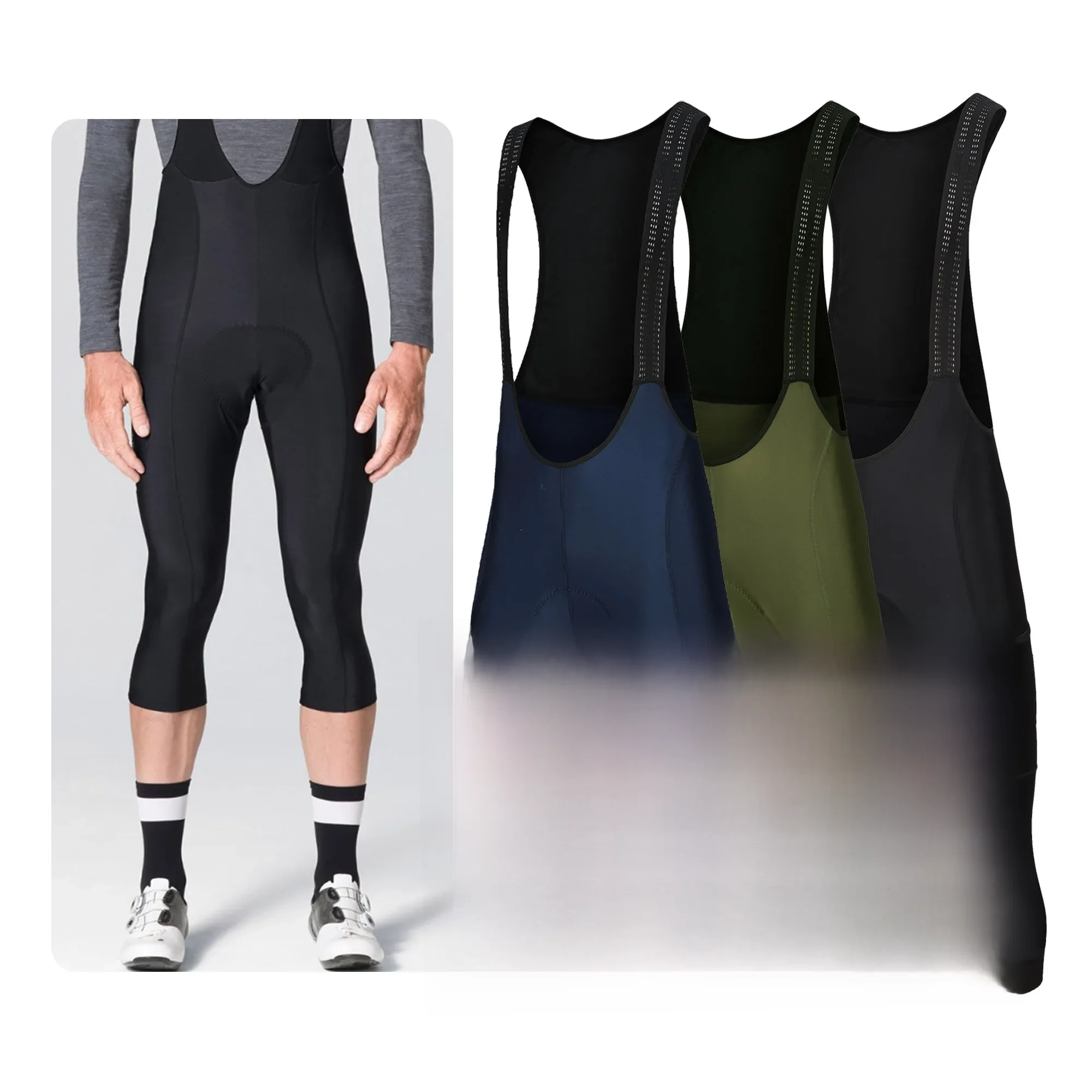 AliExpress NONE Cycling Pants 3/4 Summer Anti-UV High End Gel Pad Bike Bib Pants 3/4 Solid Black/Army Green/Navy Blue Spring Bicycle Knicker