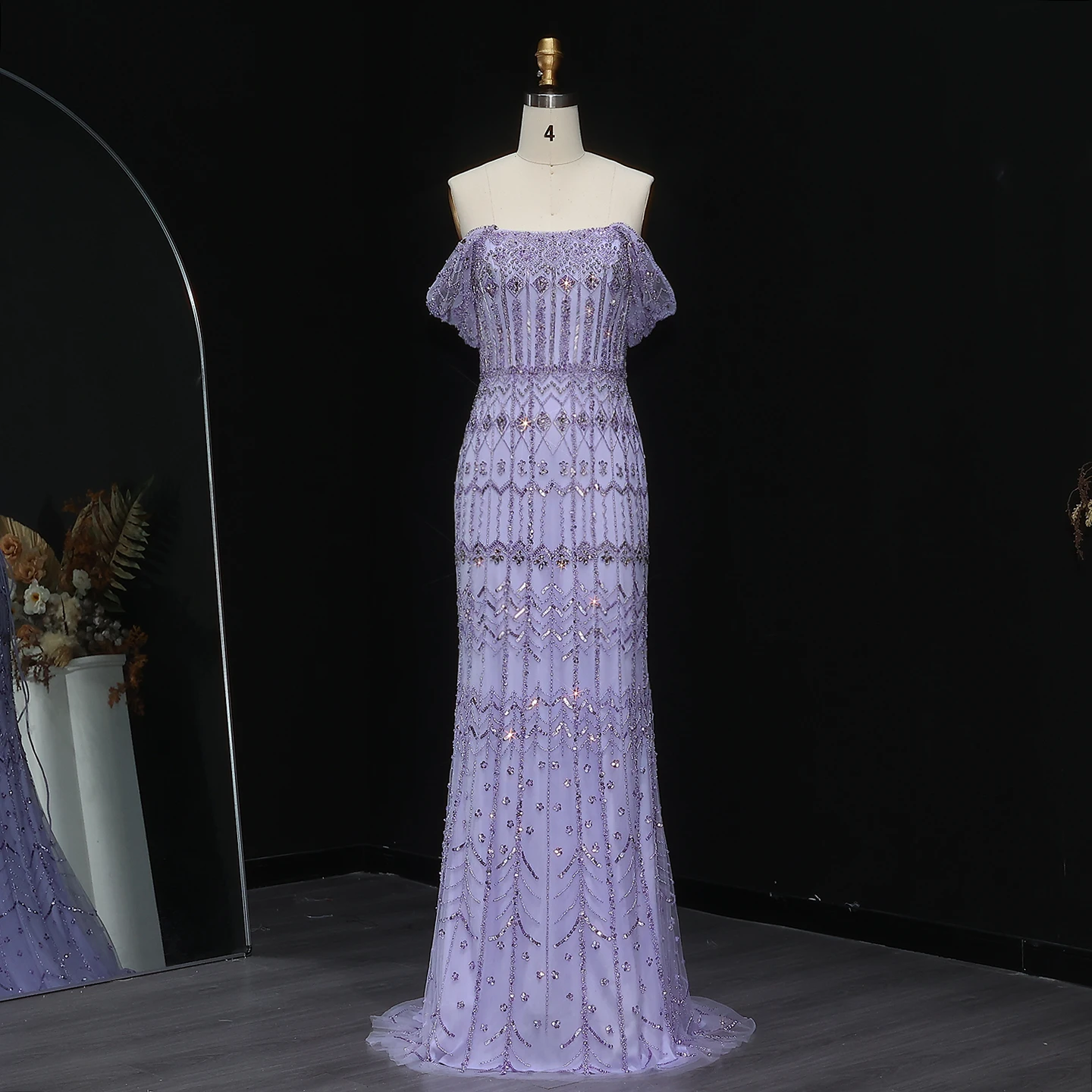 Sharon Said Luxuriöses Dubai Grünes Meerjungfrauenkleid Arabisches Abendkleid Fliederfarbene Flügelärmel 2026 Damen Hochzeitsfeierkleider SS291 Maßanfertigung – Detail 23