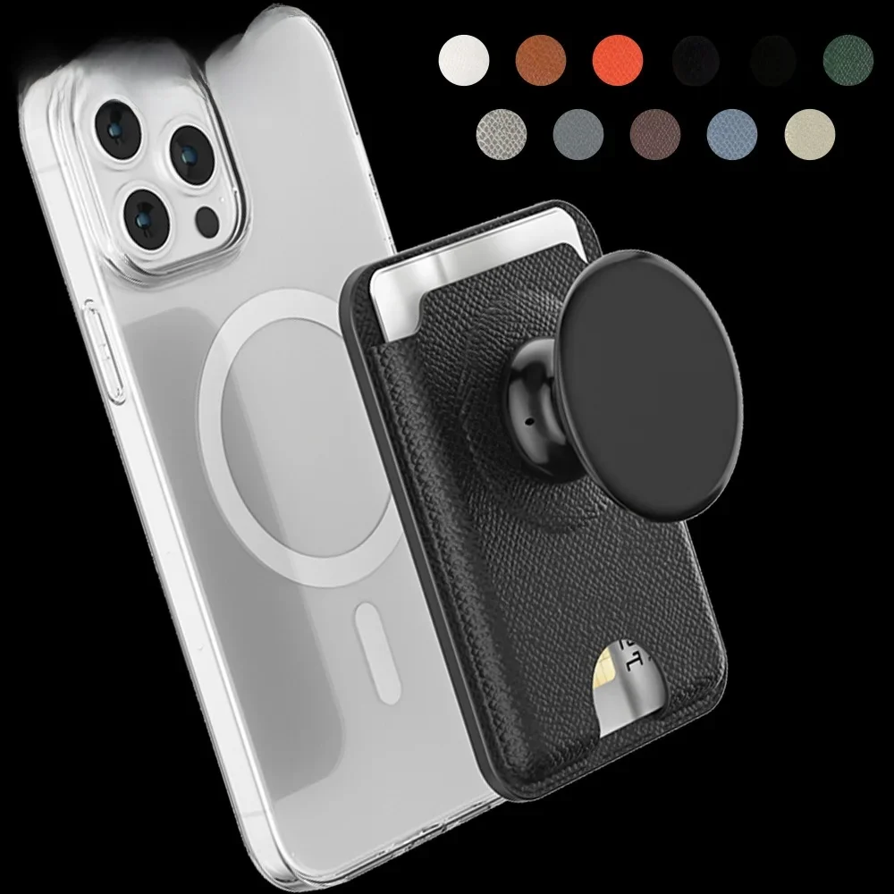 Uniwersalny skórzany portfel magnetyczny na telefon, luksusowe etui na karty, kieszeń magnetyczna na iPhone'a 16 15 Pro Max 14 13 12 — zdjęcie 2