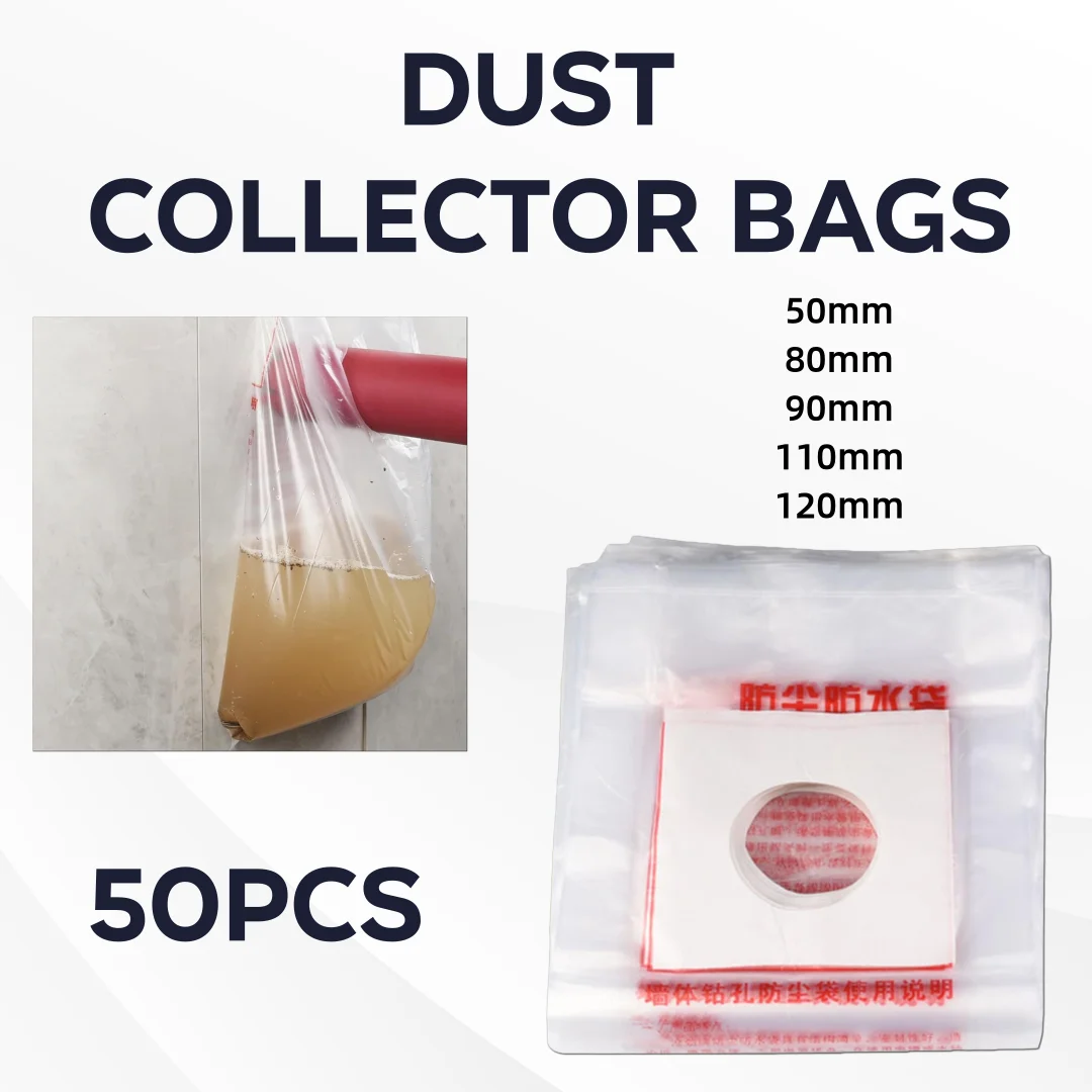 50x Electric Drill Dust Bag Hammer Punching Hole Air Conditioning Dustproof Collector Device Rhinestone Water Catch Accessories