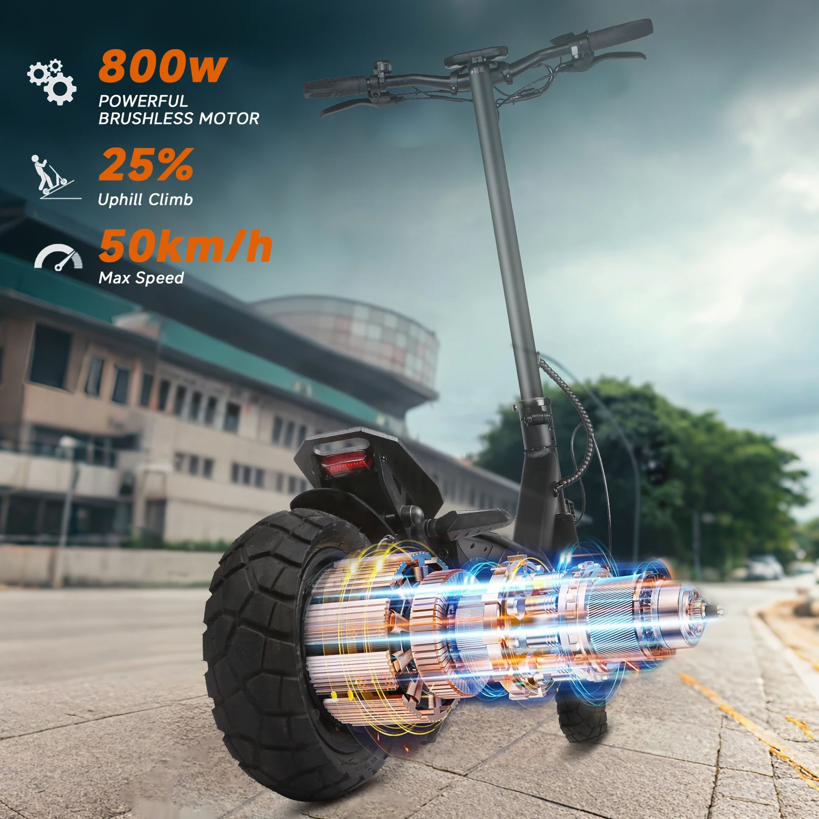 SUNNIGOO الكبار E-سكوتر 800 واط فرش السيارات 48V15AH بطارية ليثيوم قابلة للطي سكوتر كهربائي 10 بوصة الإطارات على الطرق الوعرة Escooter #4