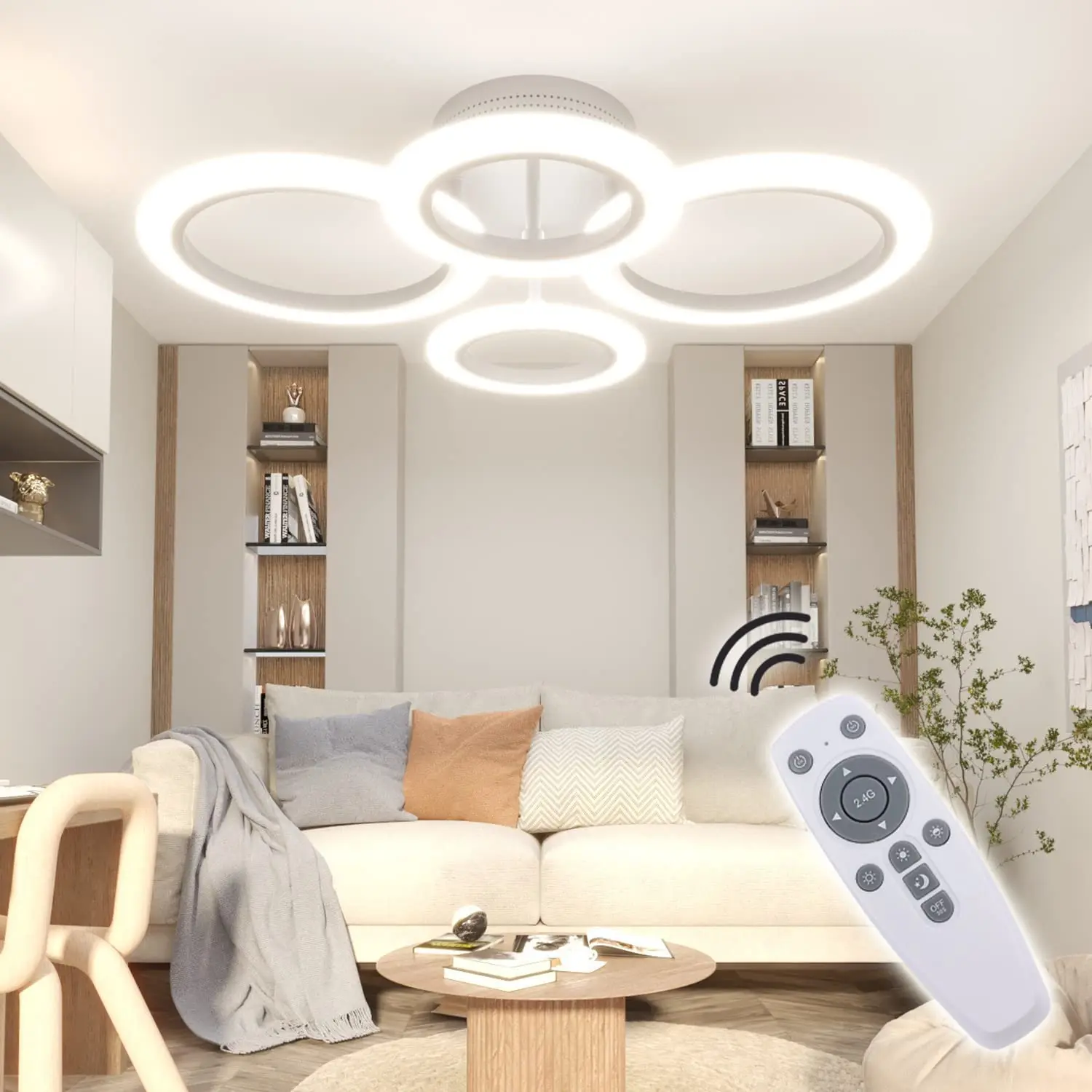 LED Ceiling lights Ring Chandelier Ceiling Lamps For Living Room Bedroom Dining Room Circle Rings Remote control Ceiling Lights