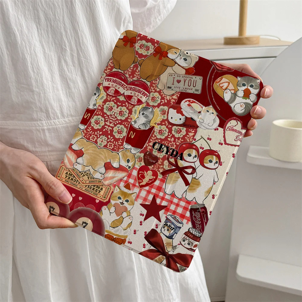 

Christmas Bow Cat Case is suitable for Apple iPad Pro 2024 11 inch, 2025 Air 5/4 10.9 inch, iPad 10 9.7 inch, 10.2 inch and othe