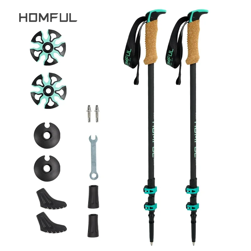 210g/pc Carbon Fiber External Quick Lock Trekking Poles Nordic Walking Stick Hiking Telescope Stick Shooting Crutch Senderismo