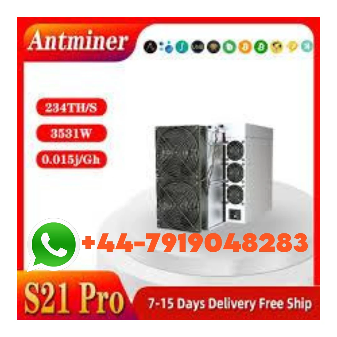 Bitmain Antminer S21 Pro 234th 3510W, BTC Asic Crypto Miner, À CONSOMMATION D'ALIMENTATION, EN STOCK