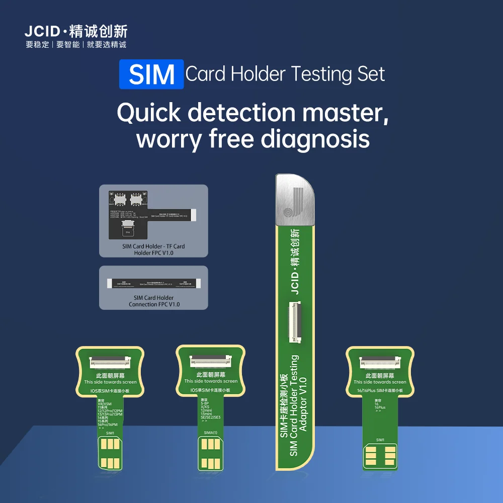 JCID SIM Card Holder Testing Set, Single or Dual Sim Card Connection Adapter Suit V1se/ V1s Pro for12 13 14 15 16 Series