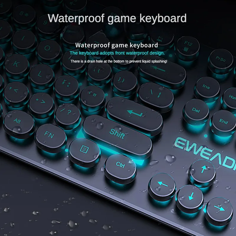 Mechanical Feel Gamer Keyboard ,Floating Button Design 104 Keys Waterproof And Dustproof Ergonomic  Wired Keyboard for Pc Gamer