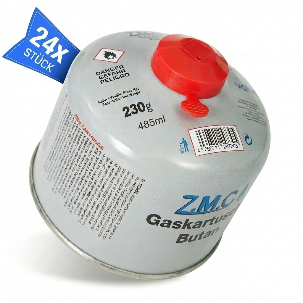 Z.M.C 1X - 24X gaspatroon 230g schroefventiel EN417 voor campingkachel en gasgrill