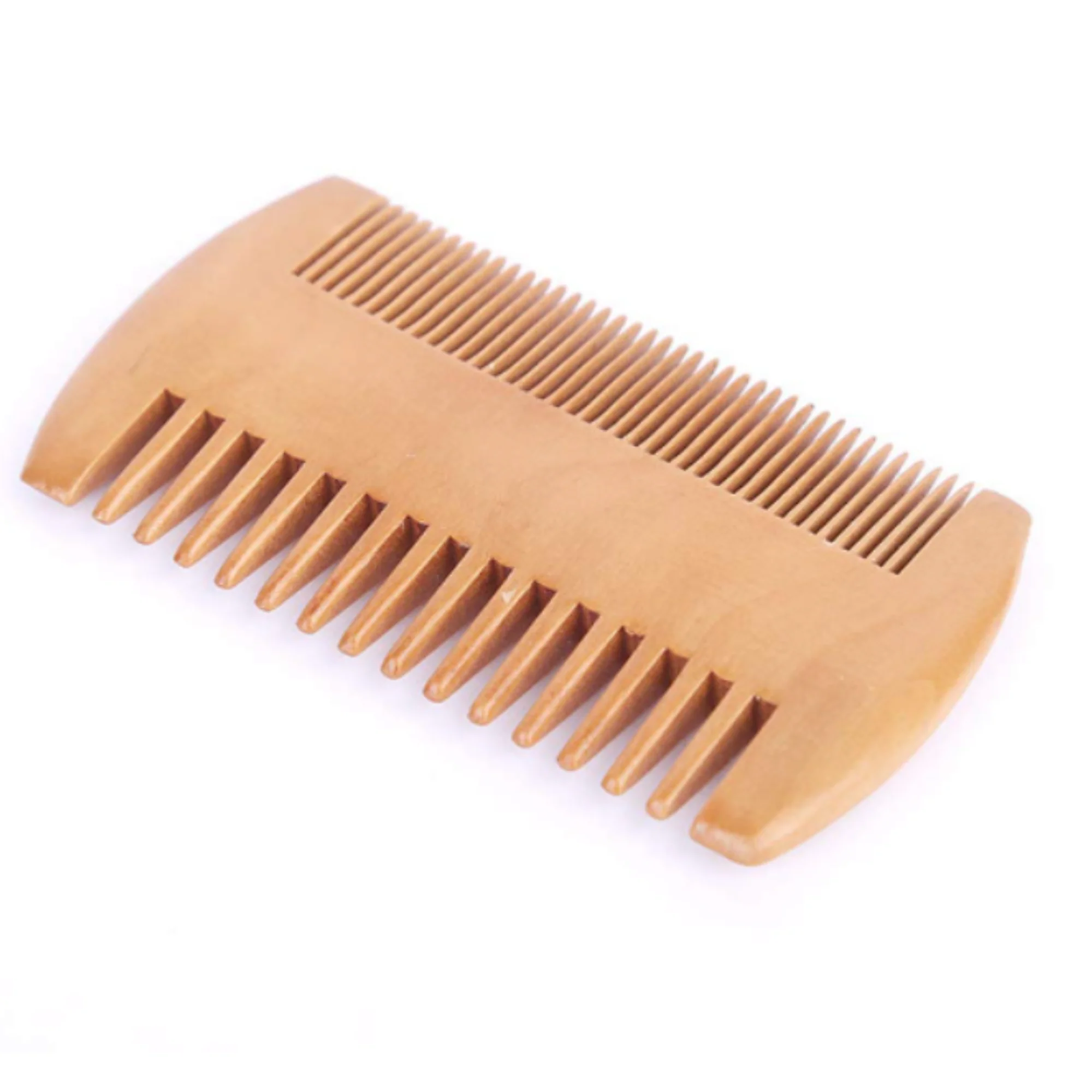 Double Sided Wooden Beard Comb Pocket Comb with Fine & Coarse Teeth for Beard Hair Mustaches, Perfect for Use with Balms and Oil