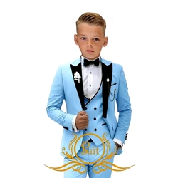 Smoking formel 3 pièces pour garçons, ensemble blazer slim fit pour enfants, pantalon émaillé pour fête de mariage, vêtements de performance