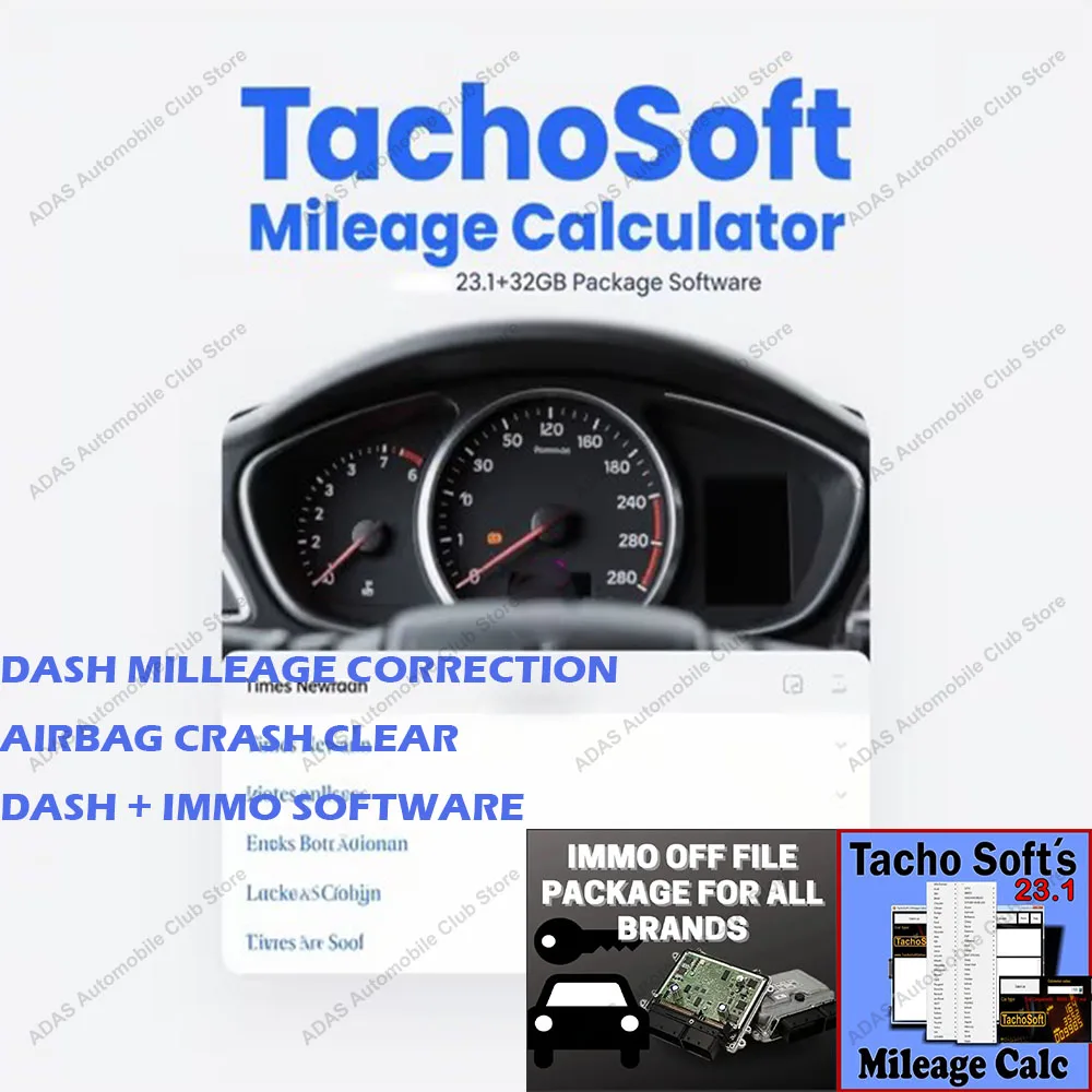 

New TachoSoft Mileage Calculator 23.1 | 32GB Package DASH MILLEAGE CORRECTION+AIRBAG CRASH CLEAR+IMMO OFF+ DASH +IMMO Software