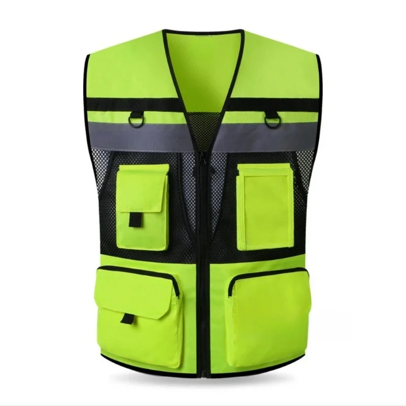 AliExpress NONE New Fluorescence  Men's Waistcoat Jackets Vest Men Multi Pocket Photography Hiking Fish Vest Male Outdoor Traffic Safety Cycling