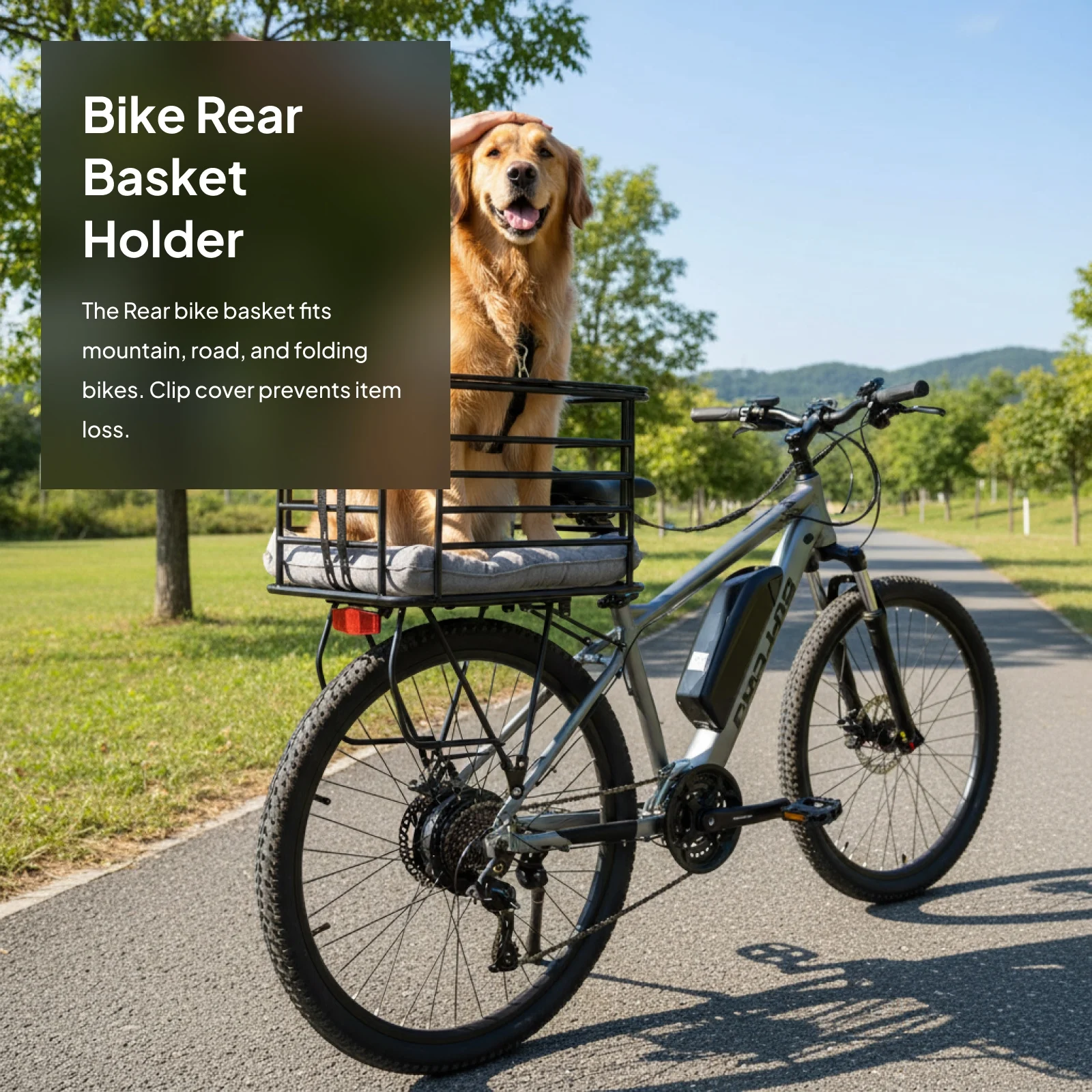 

Bike Rear Basket Holder Large Capacity Bicycle Cargo Rack Container Portable Lightweight Dog Carrier for Mountain Bike