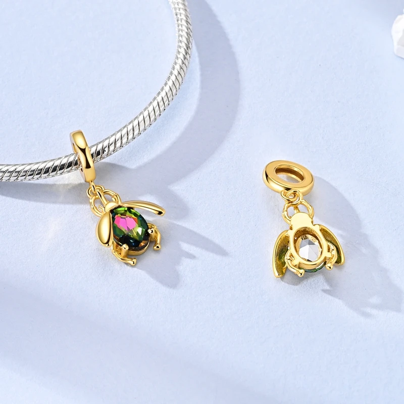 Heiße Goldene Serie 925 Sterling Silber Charms Anhänger Perle Liebe Familie Zirkon Charms Passend für Original Armband Frauen DIY Schmuck Geschenk – Detail 33