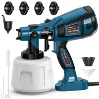 800W Electric Paint Sprayer Gun with 4 Nozzles 1400ml HVLP Spray Paint Gun for Furniture Fence Wall Car House DIY Painting