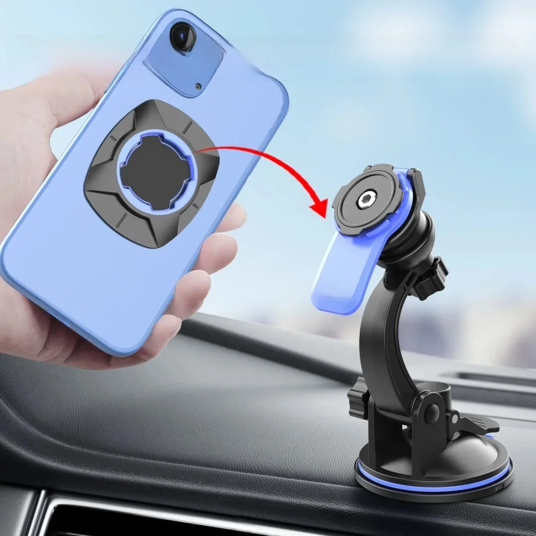 Nouveau support de téléphone pour voiture, support multifonctionnel à pression avec Rotation à 360 degrés, double bande à ressort, plaque d'immatriculation de stationnement cachée