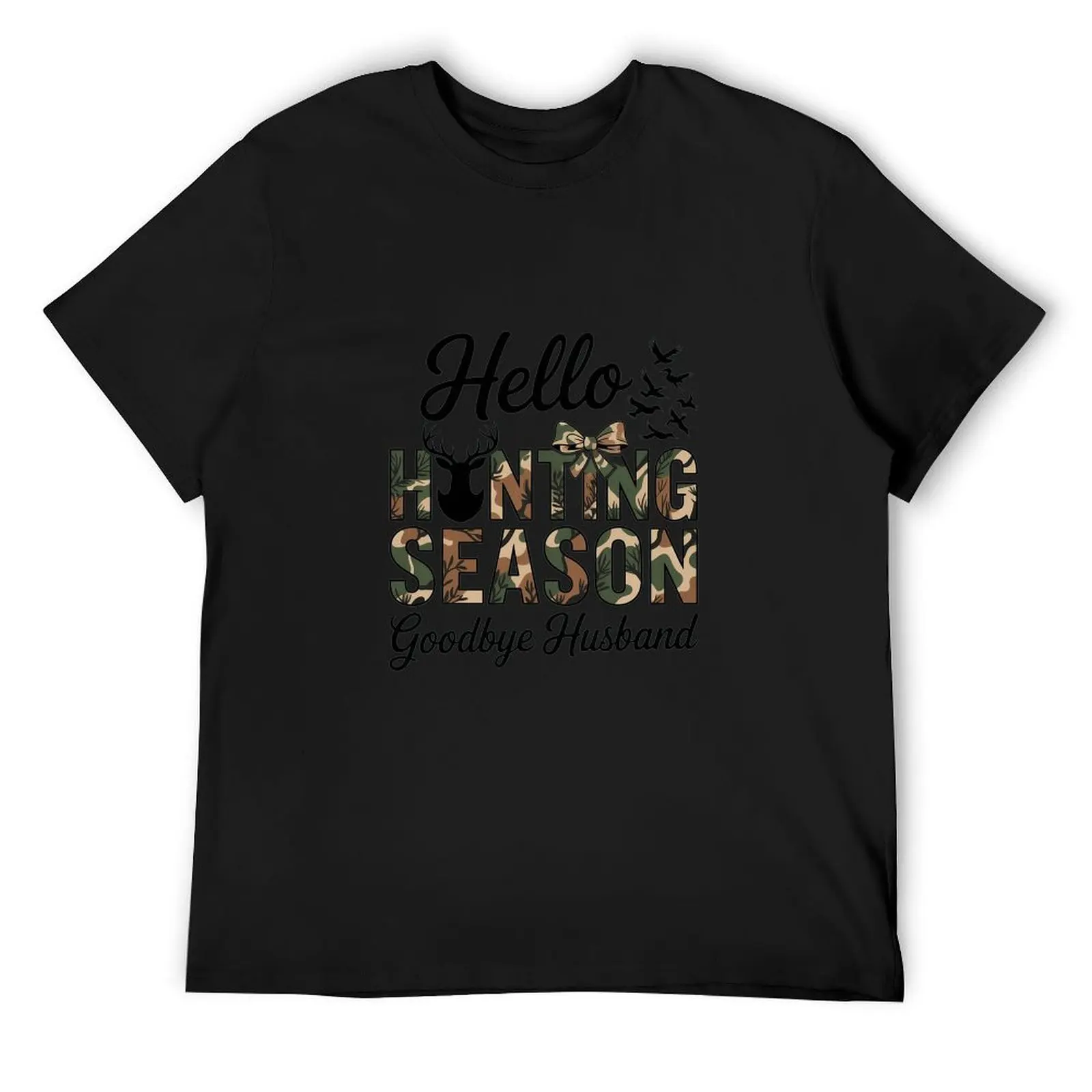 Camo Bow Mallard Duck I’d Rather Be Duck Hunting Black Short Sleeve Tshirt Waterfowl Lover Holiday Cotton Tee