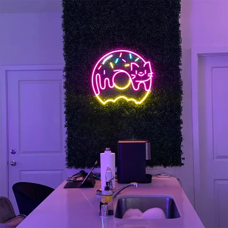 

Custom Food Neon Sign Donut Neon Sign Cute Donut Cat Neon Sign Sweet Donuts Sign Cafe Restaurant Shop Wall Decor Bedroom Decor