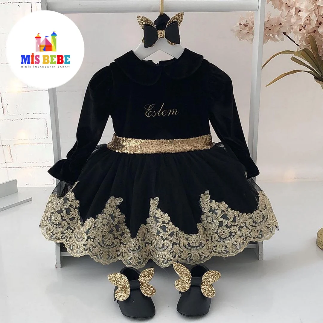 Personalized 1st birthday Baby Girl Dress Long Sleeve Lace Girl Dress Lace Flower Girl Dress Toddler Infant Party Dress