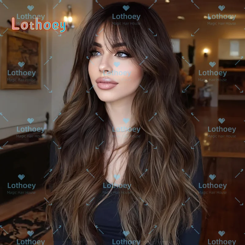 Highlight human hair wig glue-free wig brown wig silk base wig comfortable and easy to wear