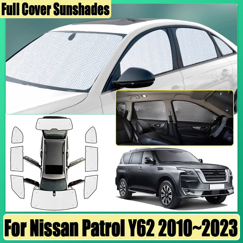 

Солнцезащитный козырек для Nissan Patrol Y62 2010 2011 2012 ~ 2023 автомобильный солнцезащитный козырек с полным покрытием, анти-УФ-защитные козырьки, блоки конфиденциальности, аксессуары