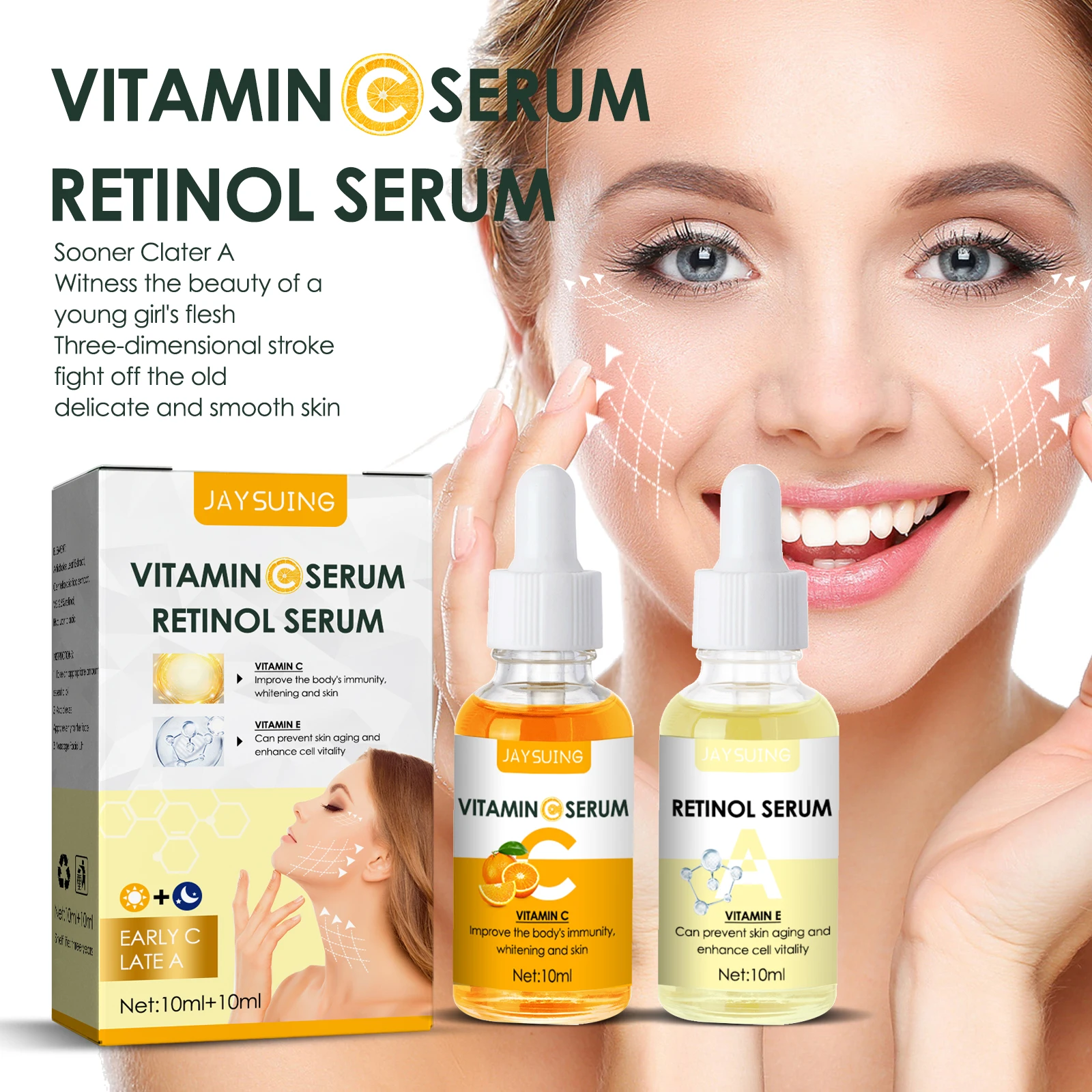 

Vitamin C & E Face Serum Improve Body's Immunity Whitening Skin Prevent Skin Aging Enhance Cell Vitality Anti Aging Facial Serum