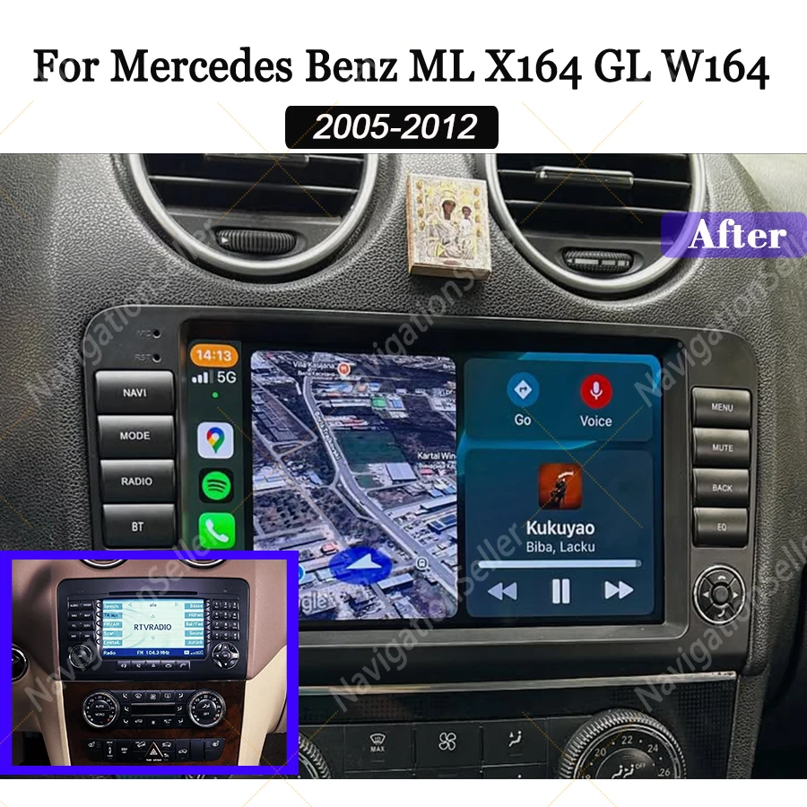 

Android 14 Carplay 2 Din Stereo Car Radio For Mercedes-Benz M-Class W164 GL-Class X164 ML GL ML350 ML500 GL320 ML280 GL350 GL450