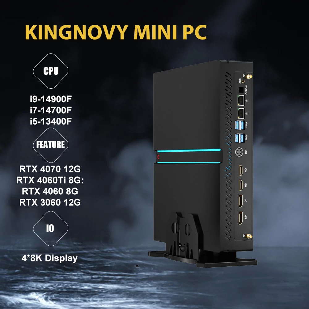 Мини игровой ПК настольный компьютер i9 14900F i7 14700F NVIDIA RTX 4070 12G 4060Ti 64G DDR5 4T SSD четыре дисплея 8K выходы оптический