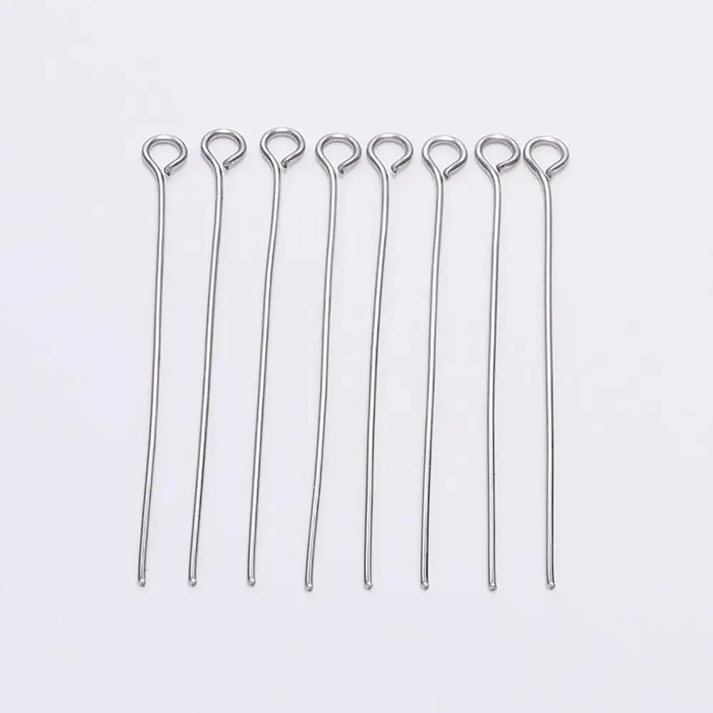 100 sztuk ze stali nierdzewnej szpilki z główką w kształcie oka metalowe szpilki z oczkiem do tworzenia biżuterii Diy kolczyki wisiorek biżuteria szpilki dostaw — zdjęcie 2