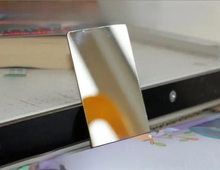 Cartes de visite vierges en acier inoxydable, épaisseur 1mm, finition miroir double face