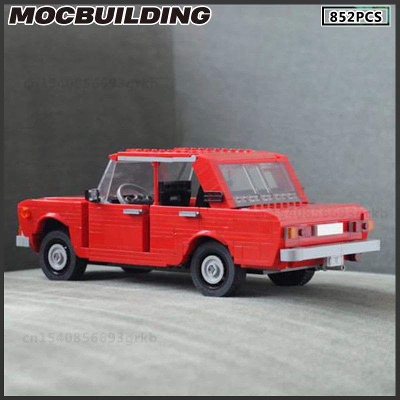 European Style Car MOC Building Block Classic Nostalgia Series Vintage Automobile 1200 Red Toy Gift Collection Birthday Present