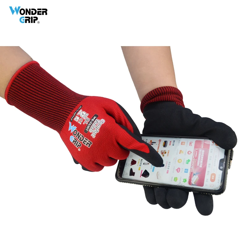 Wonder Grip 12 Paar/24 Stuks Algemene Veiligheid Werkhandschoenen Dual Latex Coating 13 Gauge Polyester Touchscreen Voor Tuinieren