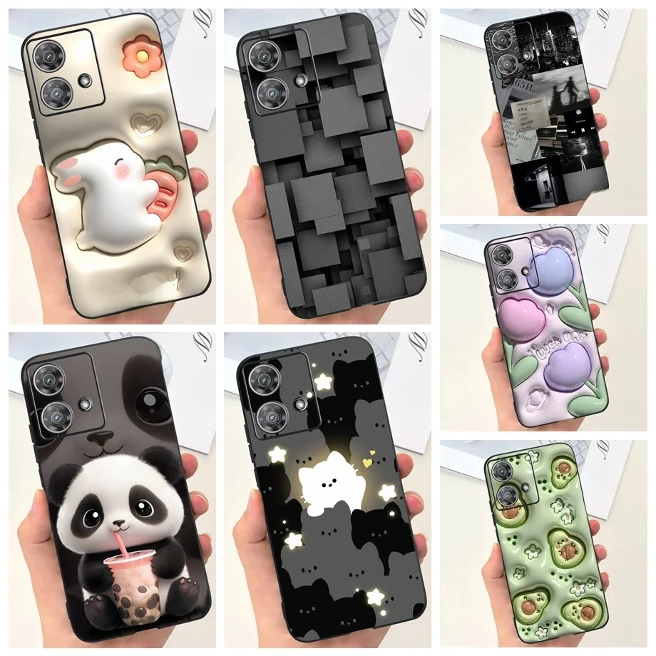 Etui na telefon Motorola Edge 40 Neo Edge40 5G Czarne, miękkie, silikonowe etui przeciwstukowe do Edge 40Neo Capa Panda Rabbit Luxury — zdjęcie 2