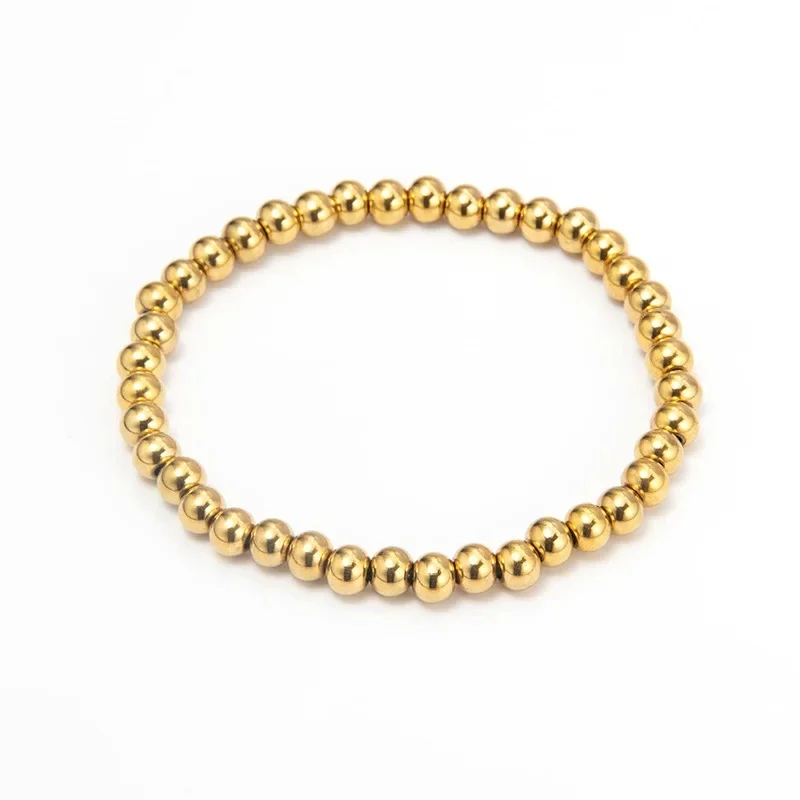 Roestvrij staal 8 mm bal kralen armband voor vrouwen mannen goud zilver kleur manchet bedels metalen statement sieraden - afbeelding 2