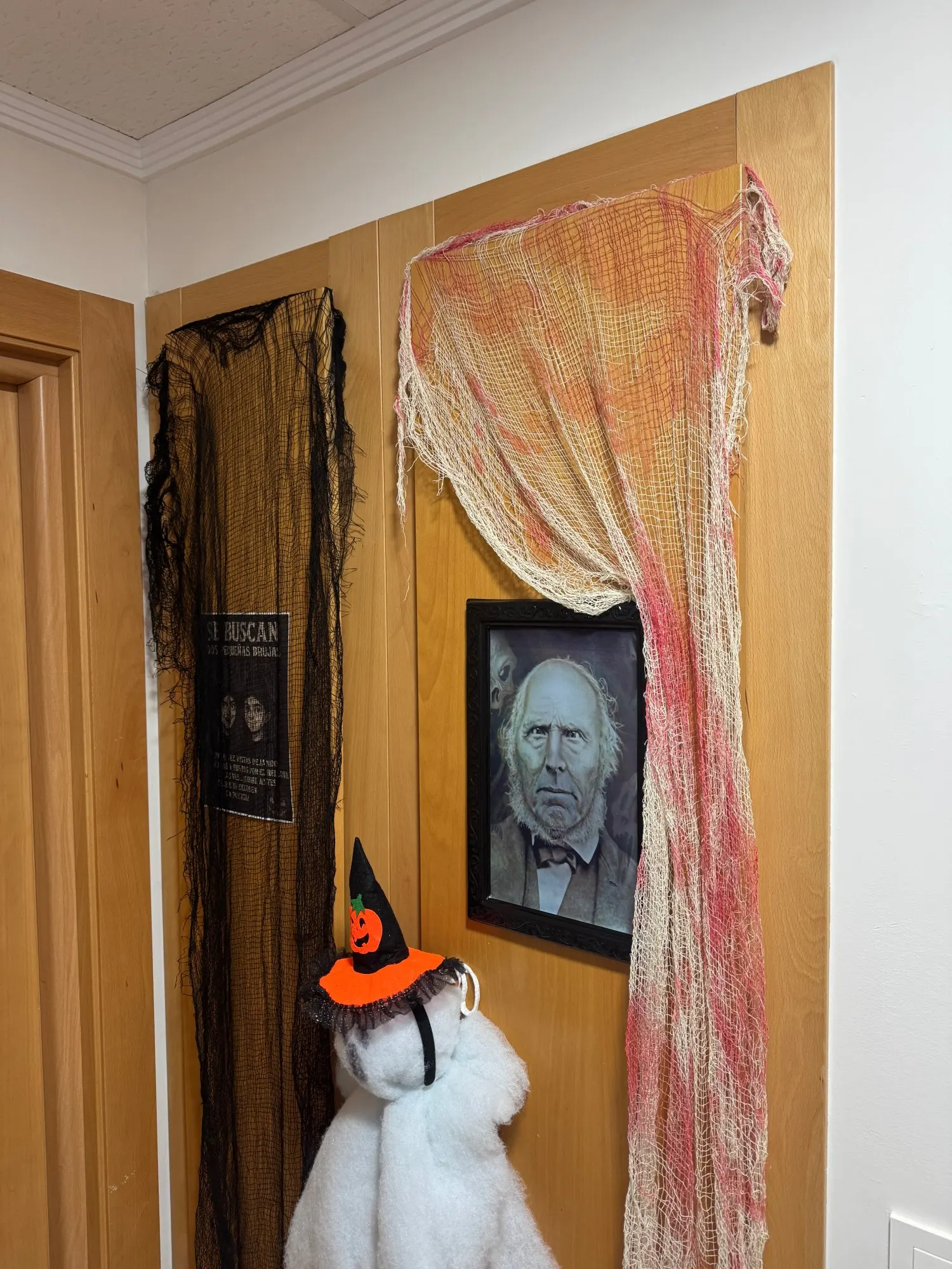 76x183cm Halloween Decorations Black Creepy Gauze Cloth Window Table Door Net Spooky Fancy Dress Party Haunted House Wall Decor photo review