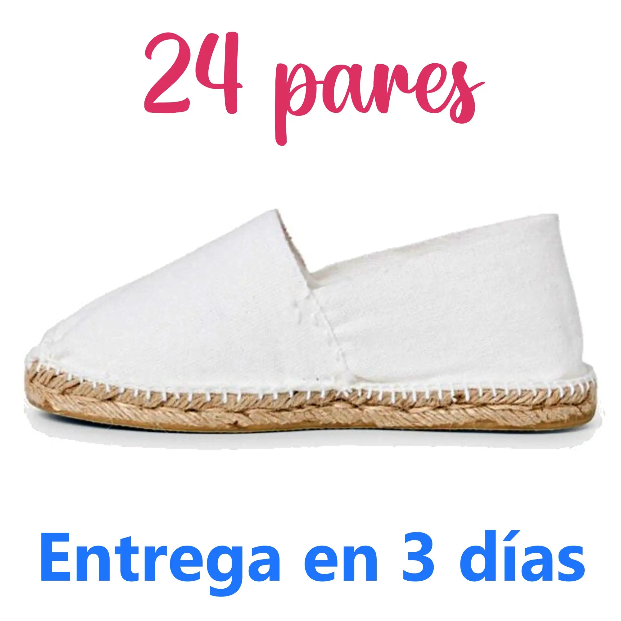 White Color Assorted Espadrilles in Size, Box 24 Pairs, Women's Flat Shoes for Wedding and Events, Esparto Slippers, Gift for Guests