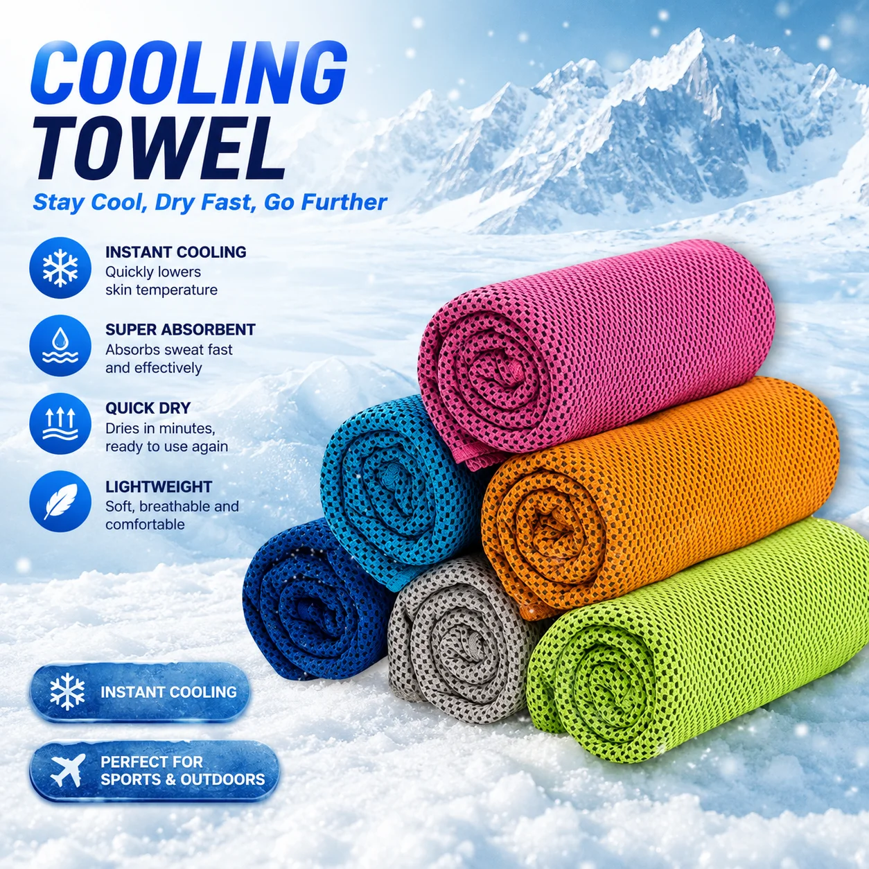 30*80 Ice Cooling Sports Towel Instant Chill Moisture Wicking Sweat Towel Ideal For All Outdoor Activities