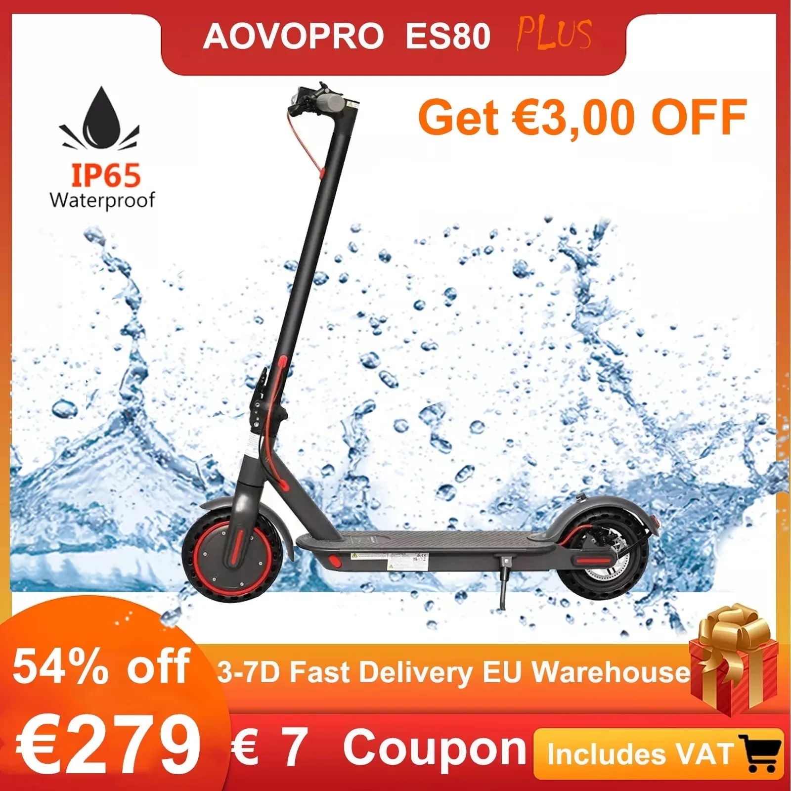 AOVO EU Warehouse Scotters 2 Wheel City Coco 350w Chopper Max Citycoco Wide Wheel Fast E Scooter 8.5inch 10.5AH Electric Scooter